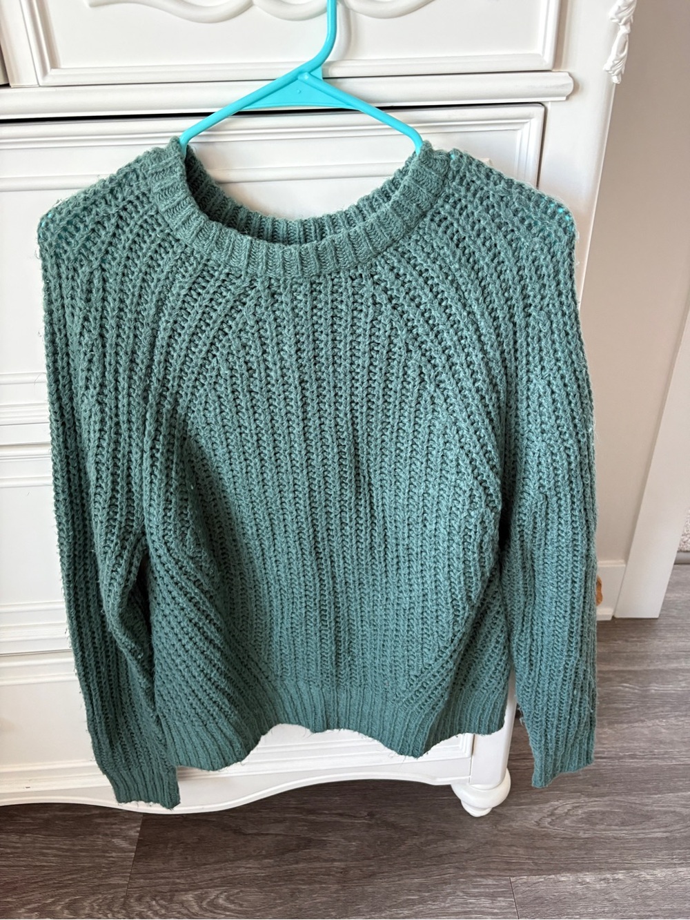 a new day Teal Crewneck Chunky Rib Knit Sweater